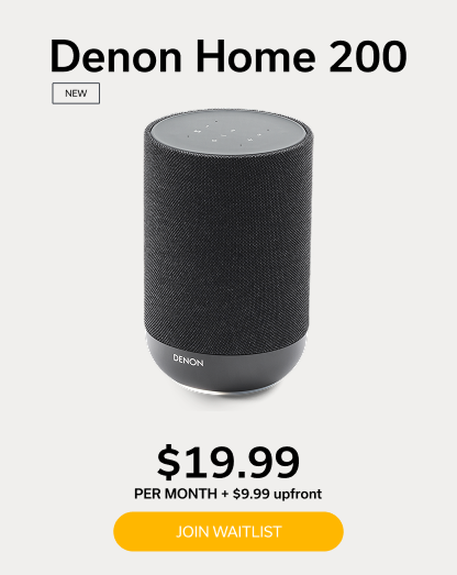 Black Denon Home 200 Denon+ Pricing Info